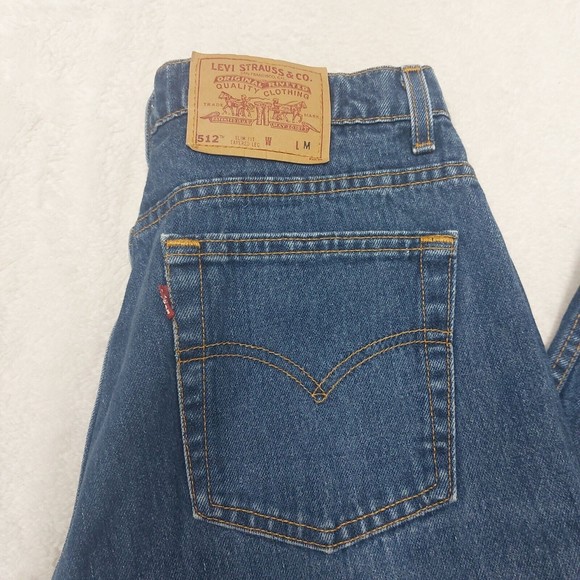 VTG Levis 512 Slim Fit Tapered Leg Jeans High Rise Womens Size 14R Blue USA Made - Picture 2 of 11